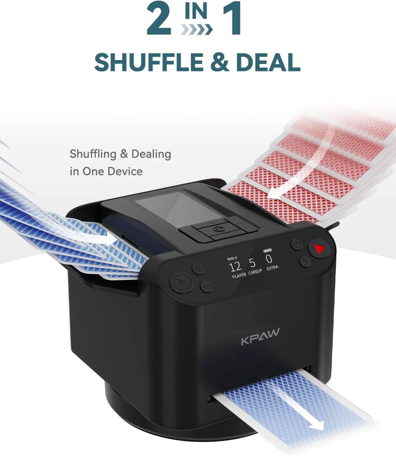 ๐2-in-1 Automatic Card Shuffler & Dealer With 4 Card Drawing Remotes