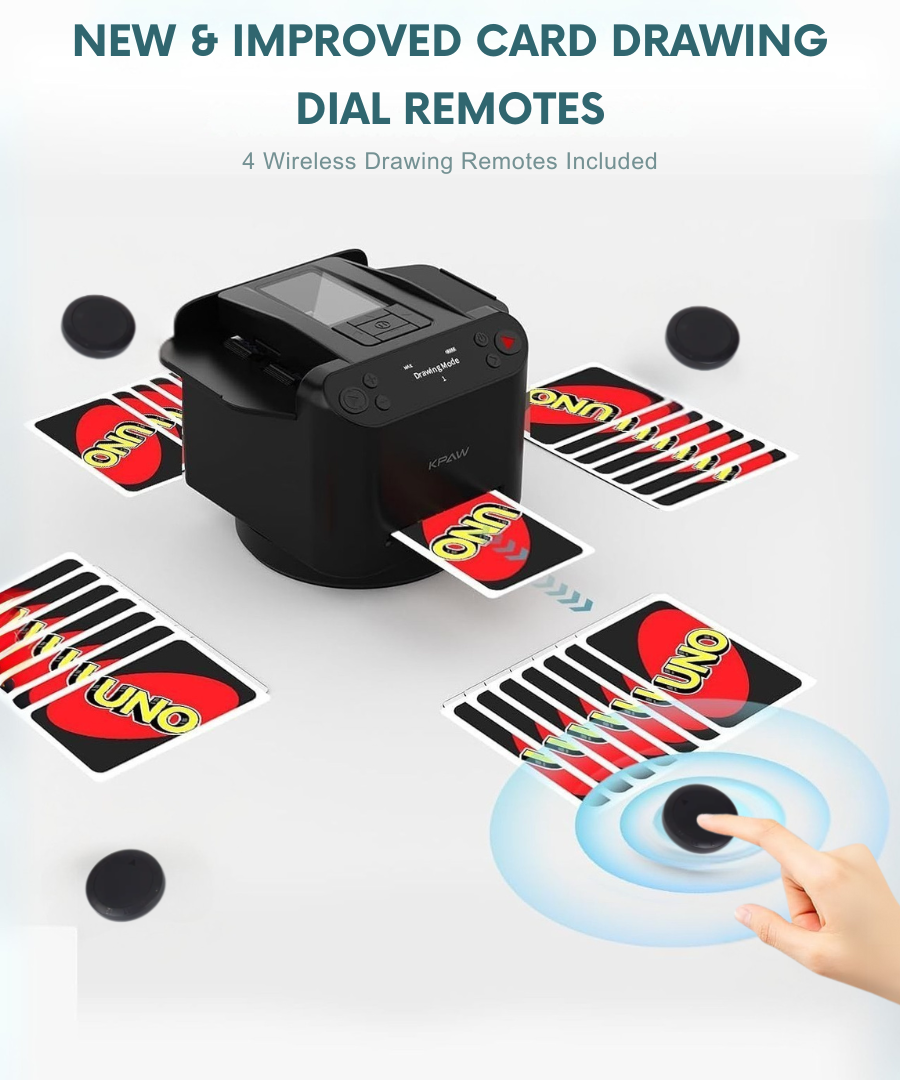 ๐2-in-1 Automatic Card Shuffler & Dealer With 4 Card Drawing Remotes