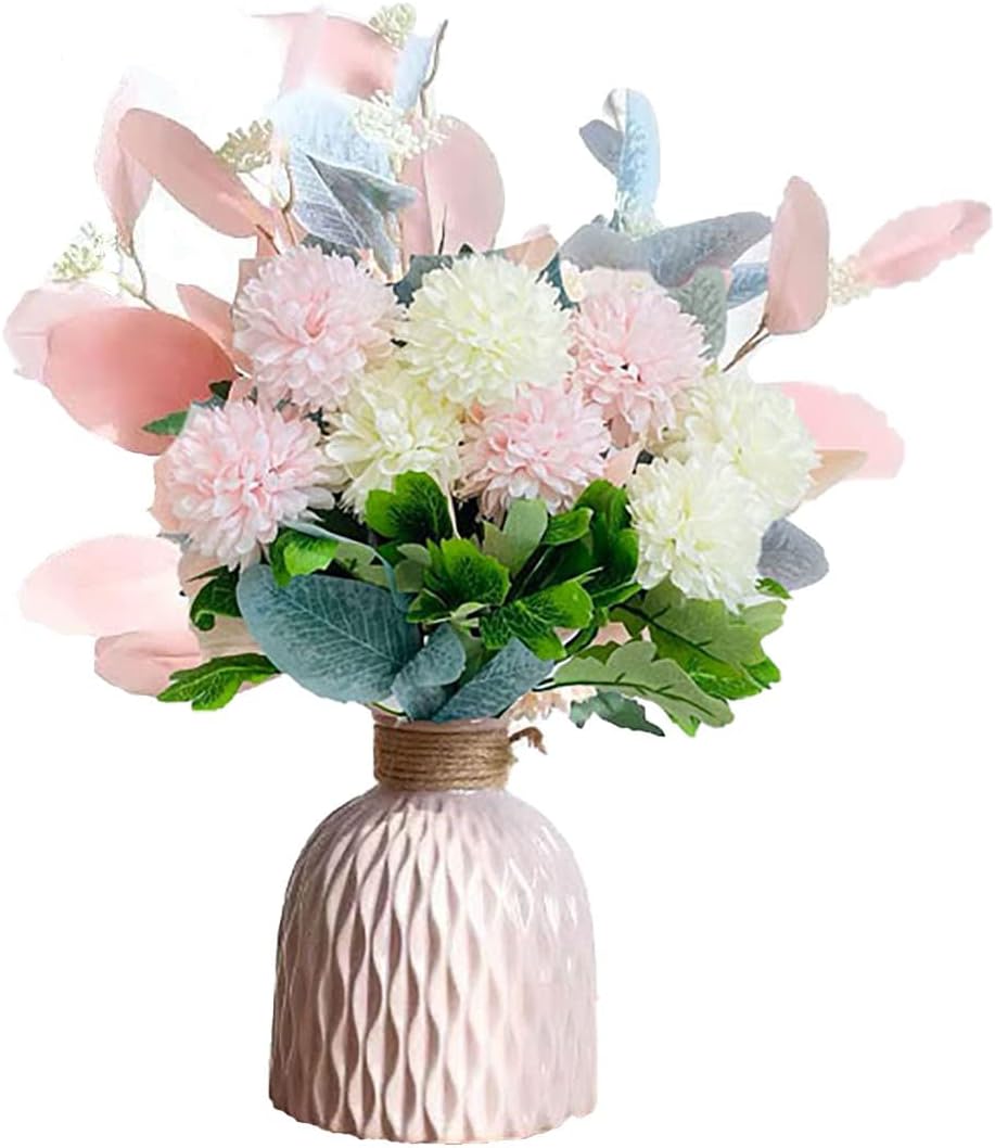 Artificial Flowers with Vase Faux Hydrangea Flower Arrangements for Home Garden Party Wedding Decoration