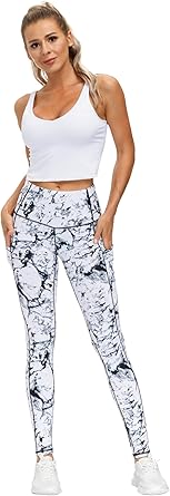 THE GYM PEOPLE Thick High Waist Yoga Pants with Pockets, Tummy Control Workout Running Yoga Leggings for Women