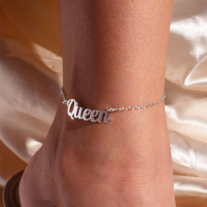 Personalized Name Anklet 925 Sterling Silver - Initial Anklet for Women, Custom Name Anklets, Elegant Guilloche Design Anklet, Unique Gift for Her, Premium Quality Jewelry Accessory